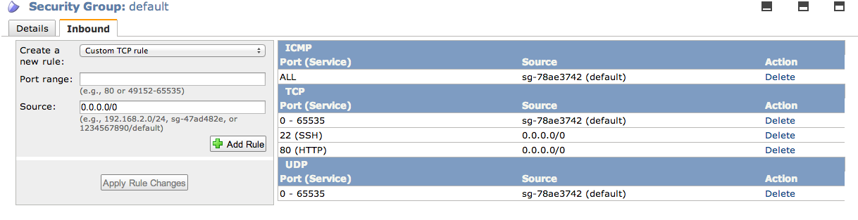 AWS EC2 Security Group Settings